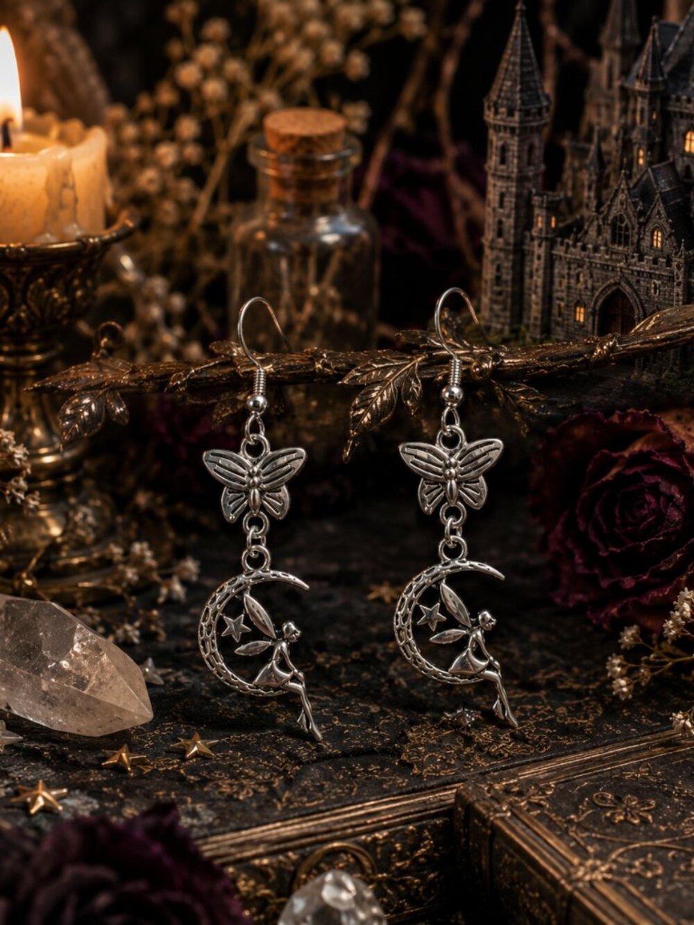 The Moon Garden Fairies™ Butterfly Moon Fairy Earrings Handmade